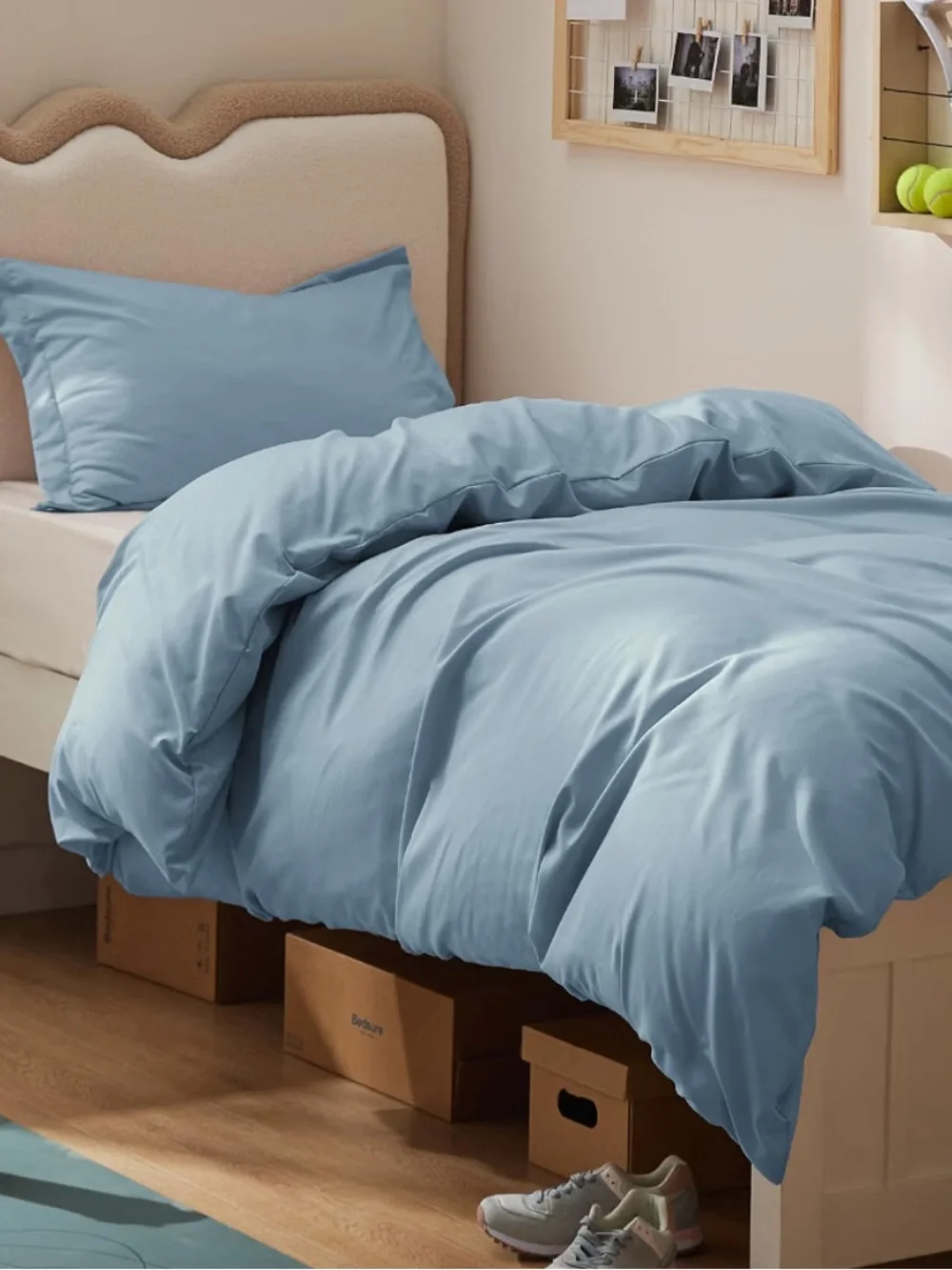 NEW Bedsure Twin/Twin XL Duvet Cover, Double Brushed Bedding Set, Mineral Blue